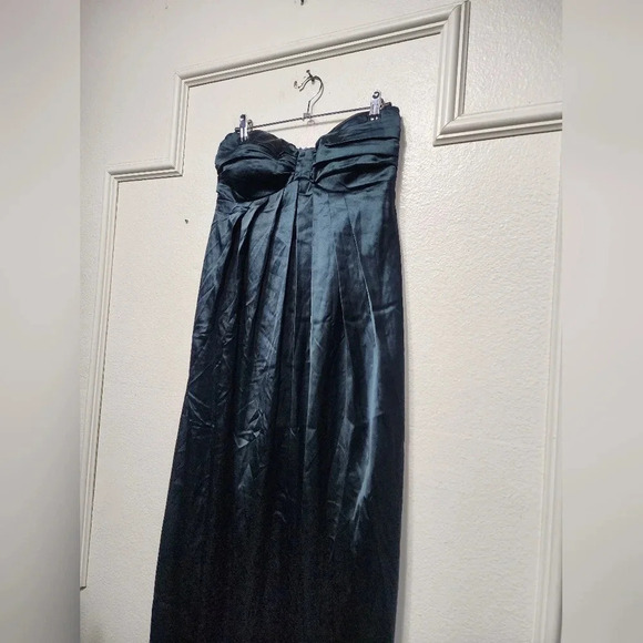 Lulus Memorable Entrance Emerald Green Strapless Satin Maxi Dress S Wedding - Picture 7 of 11